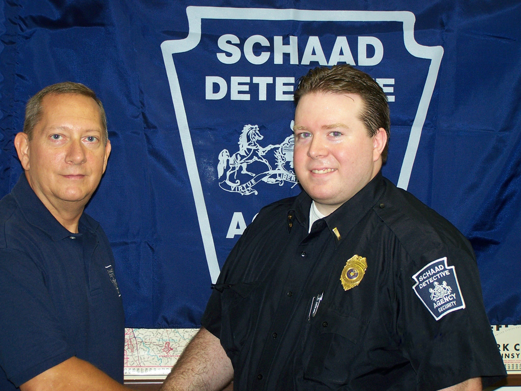 Schaad Detective personnel have two uniforms depending on the assignment. Security officer police type uniform or business appearance with navy blazer and tie.